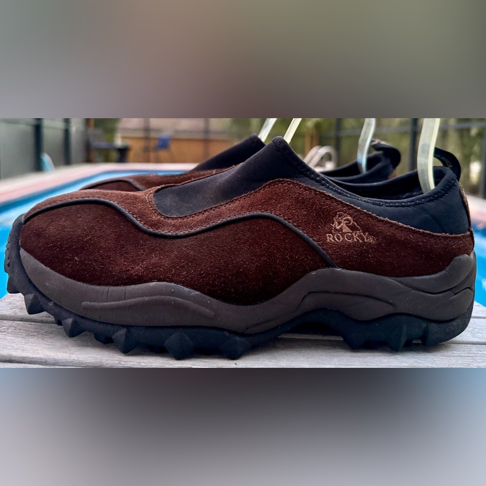 ROCKY BOOTS DARK BROWN SUEDE SLIP ON SHOES MENS SIZE 8